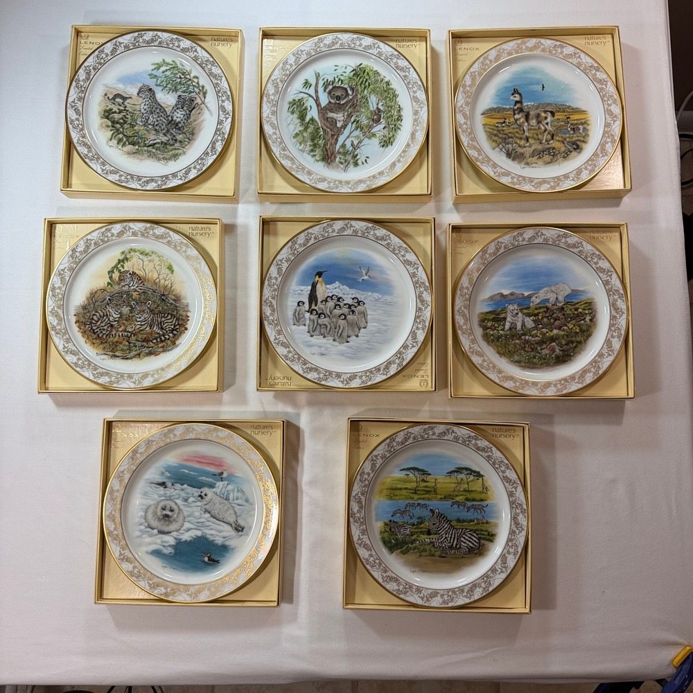 Vintage Lenox Nature's Nursery Limited Edition Collector Plates Lot of 8 Boxed